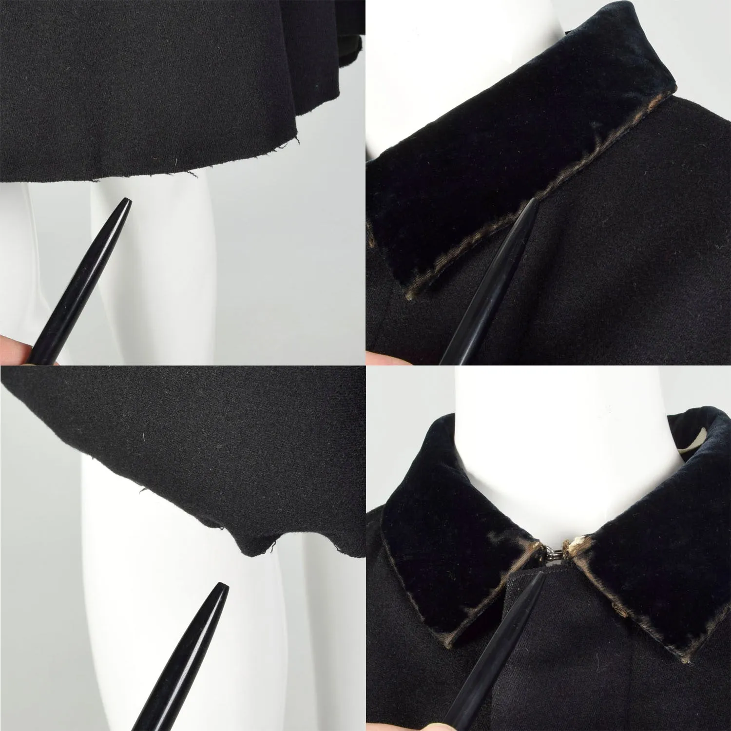 1900s Cape Winter Wool Black Outerwear