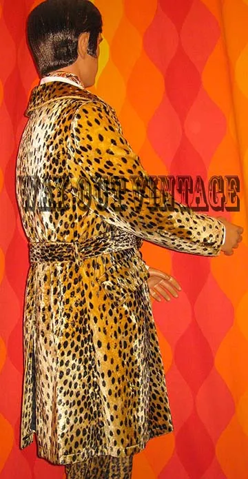 1960's Vintage Men's ULTRA RARE! Leopard Faux Fur Men's Double Breasted Trench, Coat Jacket with Detachable Cape, Bespoke , Lounge, Beatnik, Carnaby Street, Hippie Chic, Groovy, Mod, Dandy, Blazer, Rockabilly, Swank, Elvis Era.