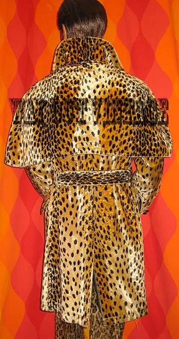 1960's Vintage Men's ULTRA RARE! Leopard Faux Fur Men's Double Breasted Trench, Coat Jacket with Detachable Cape, Bespoke , Lounge, Beatnik, Carnaby Street, Hippie Chic, Groovy, Mod, Dandy, Blazer, Rockabilly, Swank, Elvis Era.