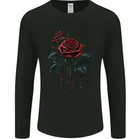 2 Roses Dripping With Blood Gothic Goth Mens Long Sleeve T-Shirt