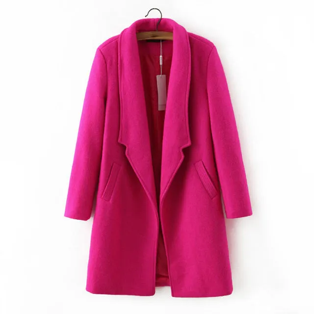 2017 women winter autumn jacket long women coat slim suit collar long style soild woolen coat female jacket