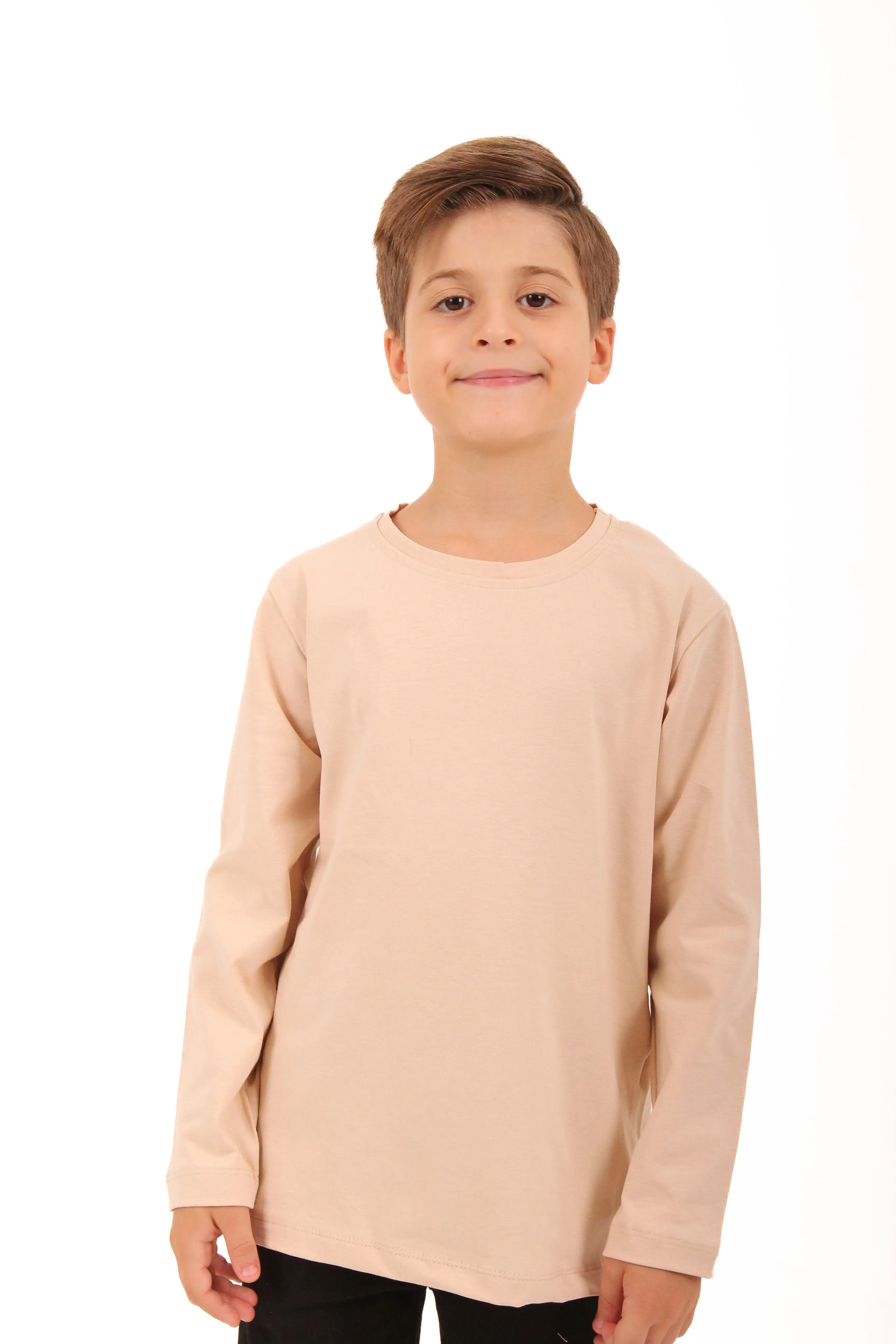 2li bisiklet yaka uzun kollu çizgili ve düz unisex çocuk sweatshirt