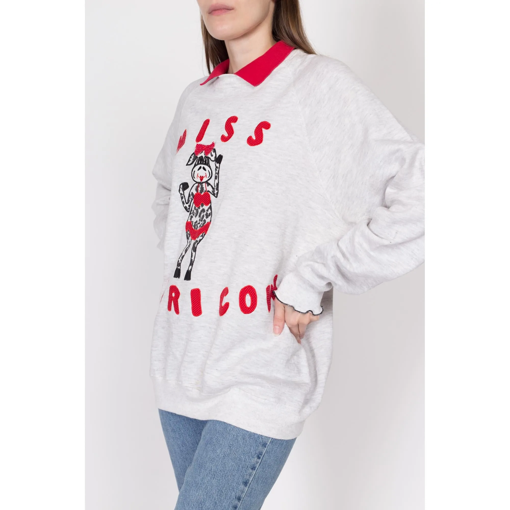 2X 90s "Miss Americow" Collared Cow Sweatshirt