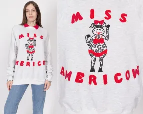 2X 90s "Miss Americow" Collared Cow Sweatshirt