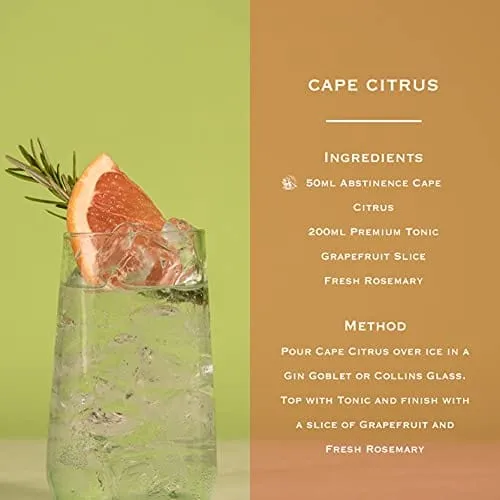 Abstinence Spirits Cape Citrus | Award winning Non-Alcoholic Spirit | Calorie-free, Sugar-free | 750ml