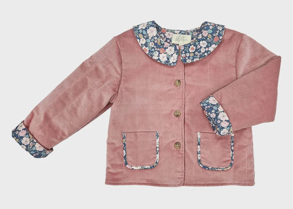 Adele Collar Pink Cord Quilted Jacket