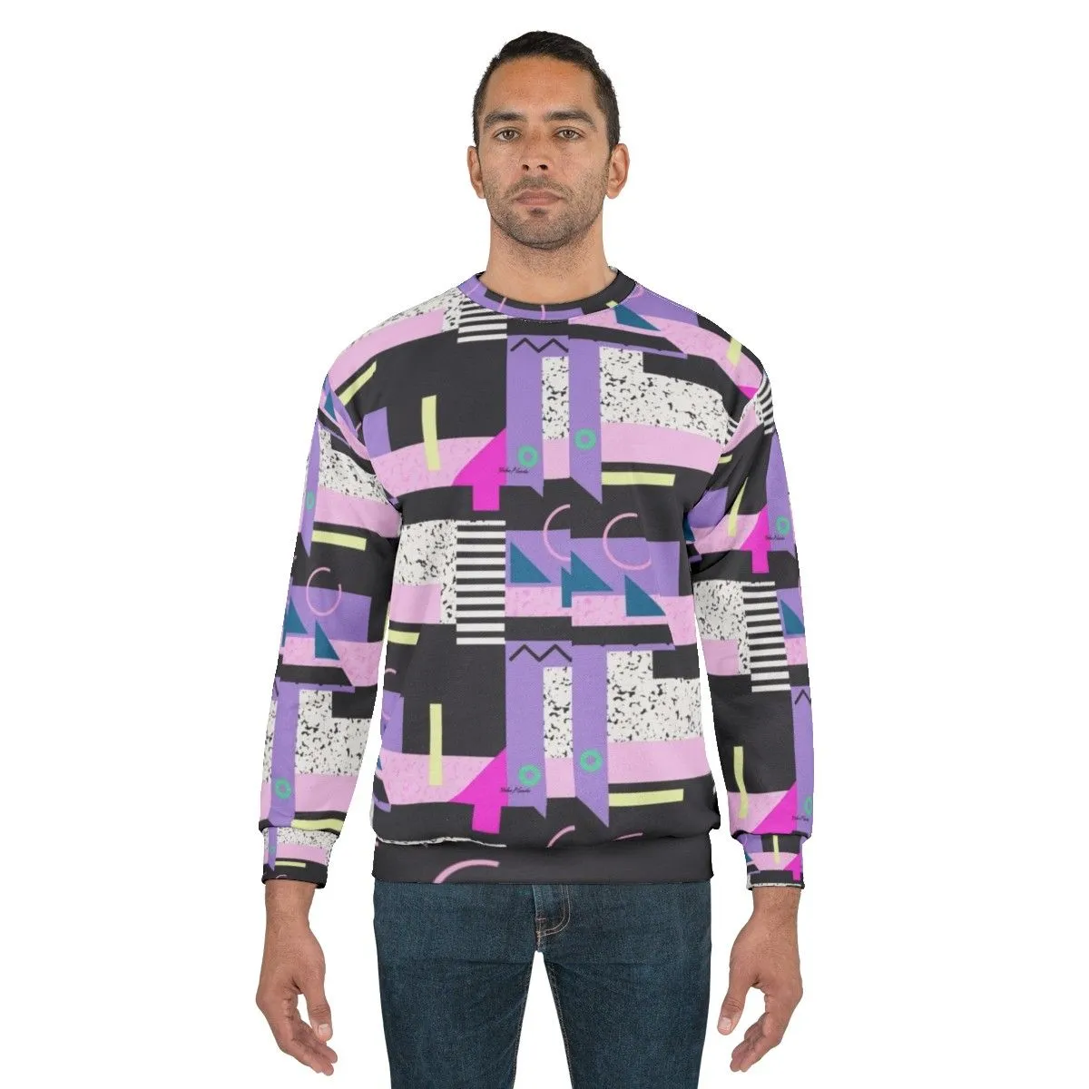 Aesthetic 90s Retro Sweatshirt with Repeating Pattern