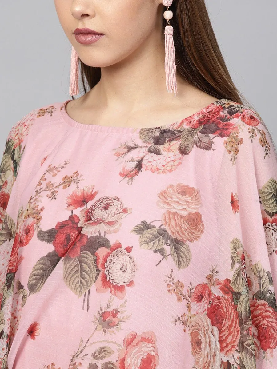 Ahalyaa Women Pink Floral A Line Fusion Dresses
