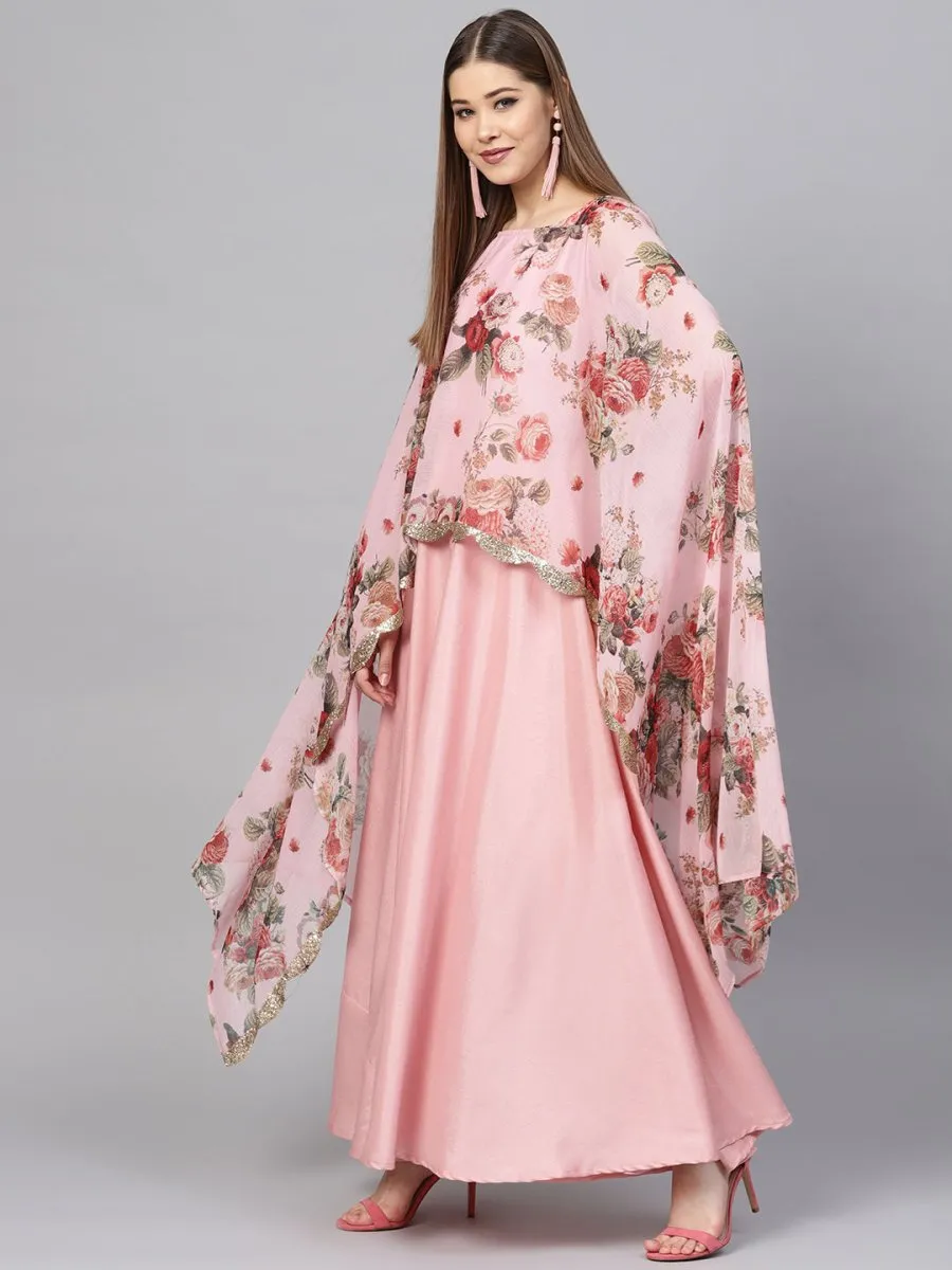 Ahalyaa Women Pink Floral A Line Fusion Dresses