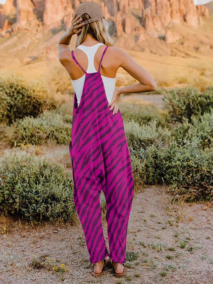 Animal Print Full Size Printed V-Neck Sleeveless Jumpsuit