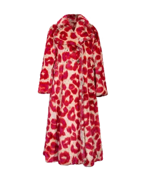A/W 1992 Faux Fur Leopard Print Coat and Glove Set