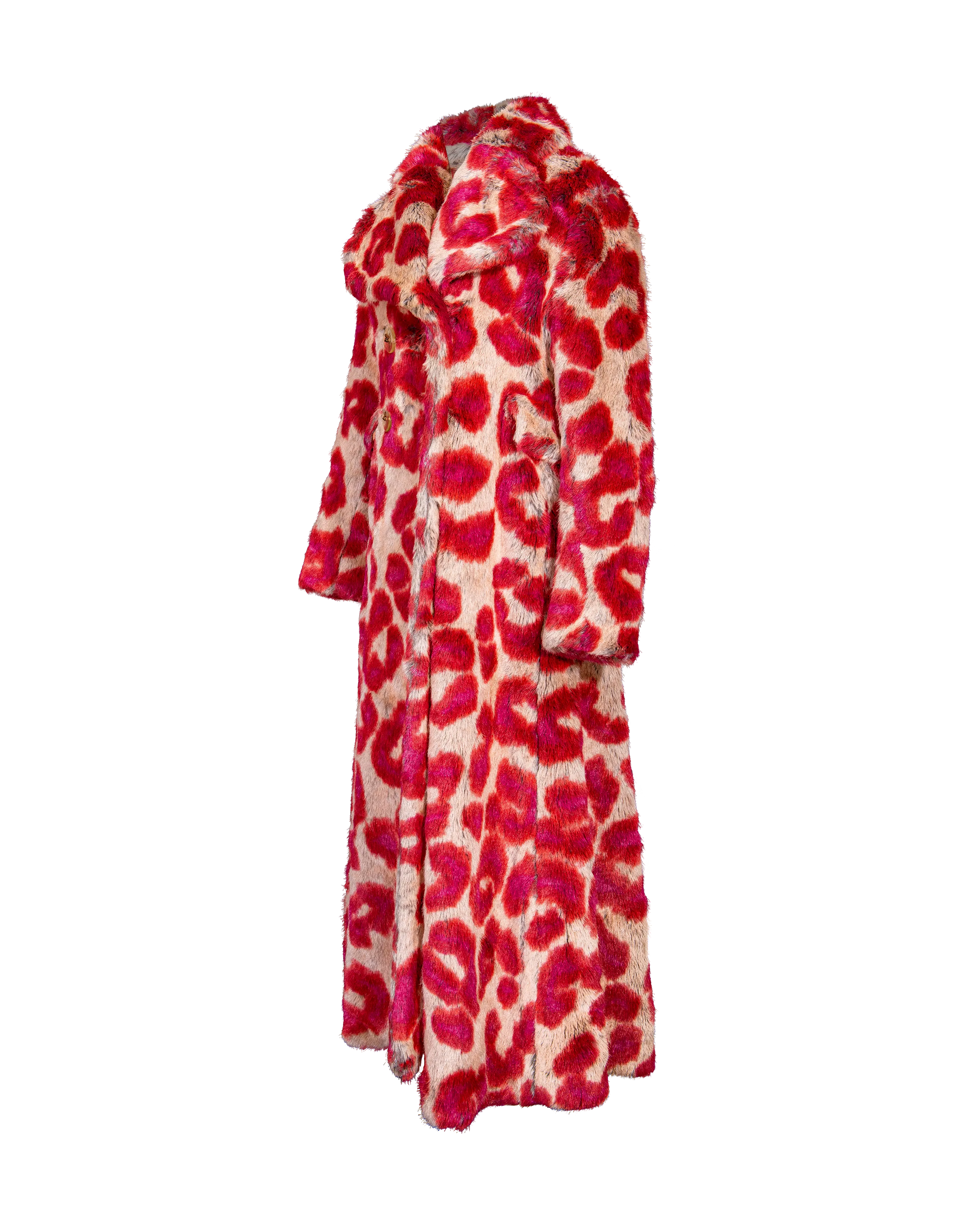 A/W 1992 Faux Fur Leopard Print Coat and Glove Set