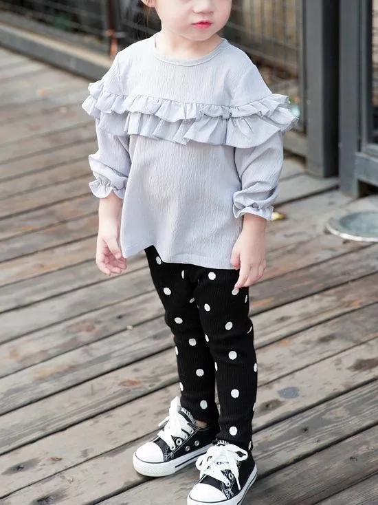 Baby Collection Laciness Dots Leggings Warm Render Pants For Toddler Girls
