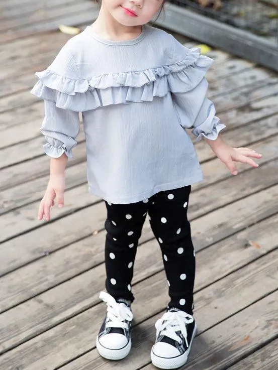 Baby Collection Laciness Dots Leggings Warm Render Pants For Toddler Girls