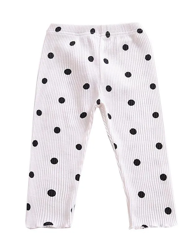 Baby Collection Laciness Dots Leggings Warm Render Pants For Toddler Girls