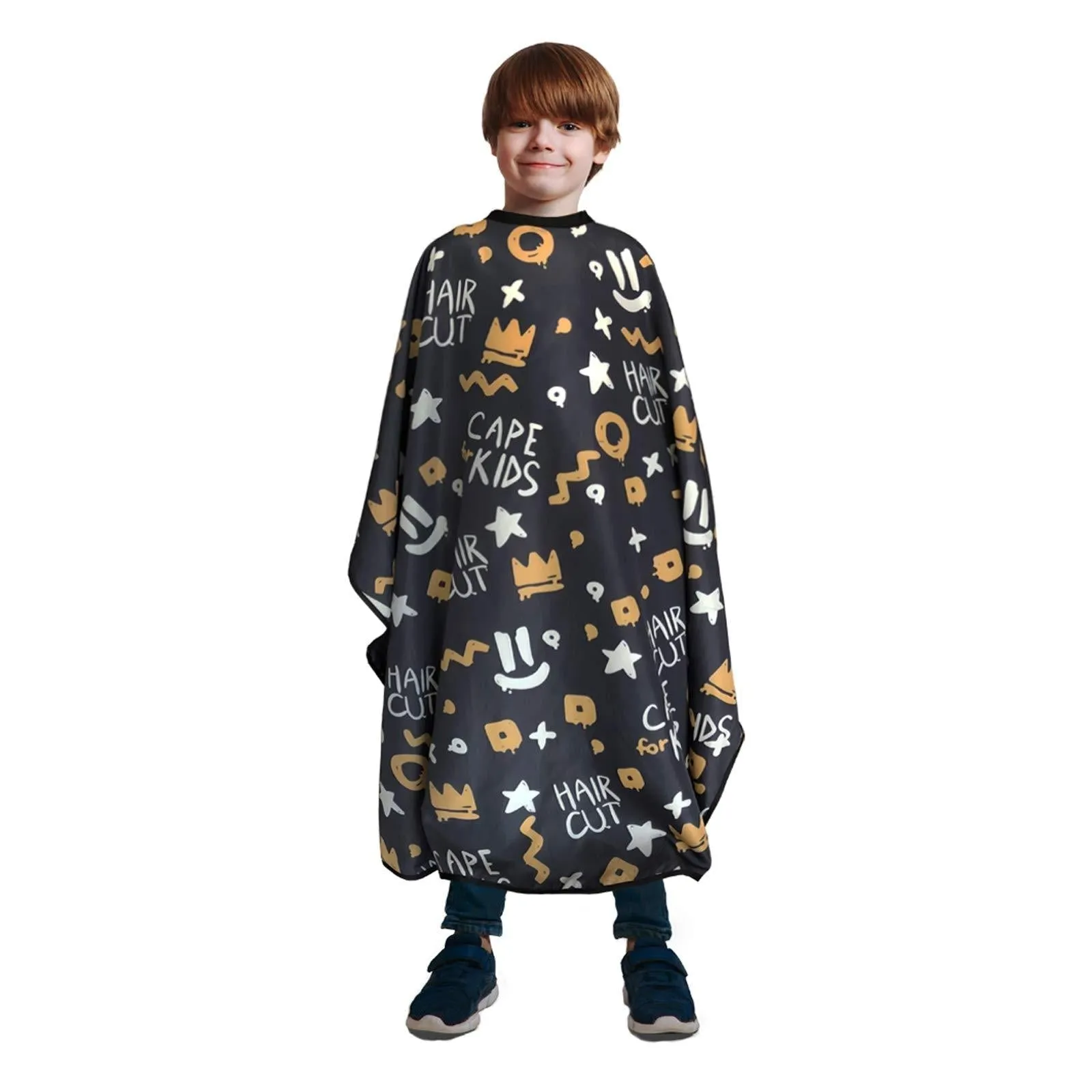 Barber Cape for Kids, Pelocapa Hair Cutting Cape with Metal Snap Closures, Professional Salon Hairdressing Cape for boys, Waterproof & Light Weight & Machine Washable - 39”× 47”（Crown Pattern） Crown Pattern