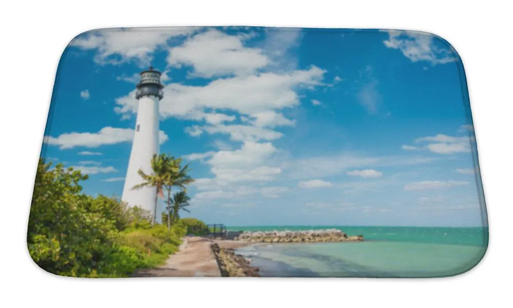 Bath Mat, Famous Lighthouse Cape Floridsouth End Key Biscayne Miami