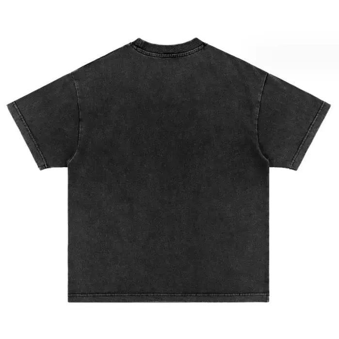 Berserk-Inspired Graphic T-Shirt – Guts Red Cape Design, Washed Black Oversized Cotton Tee
