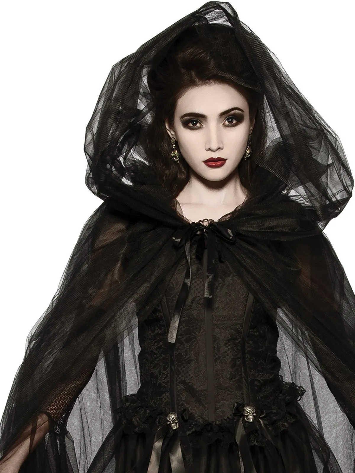 Black Full Length Hooded Cape for Adults