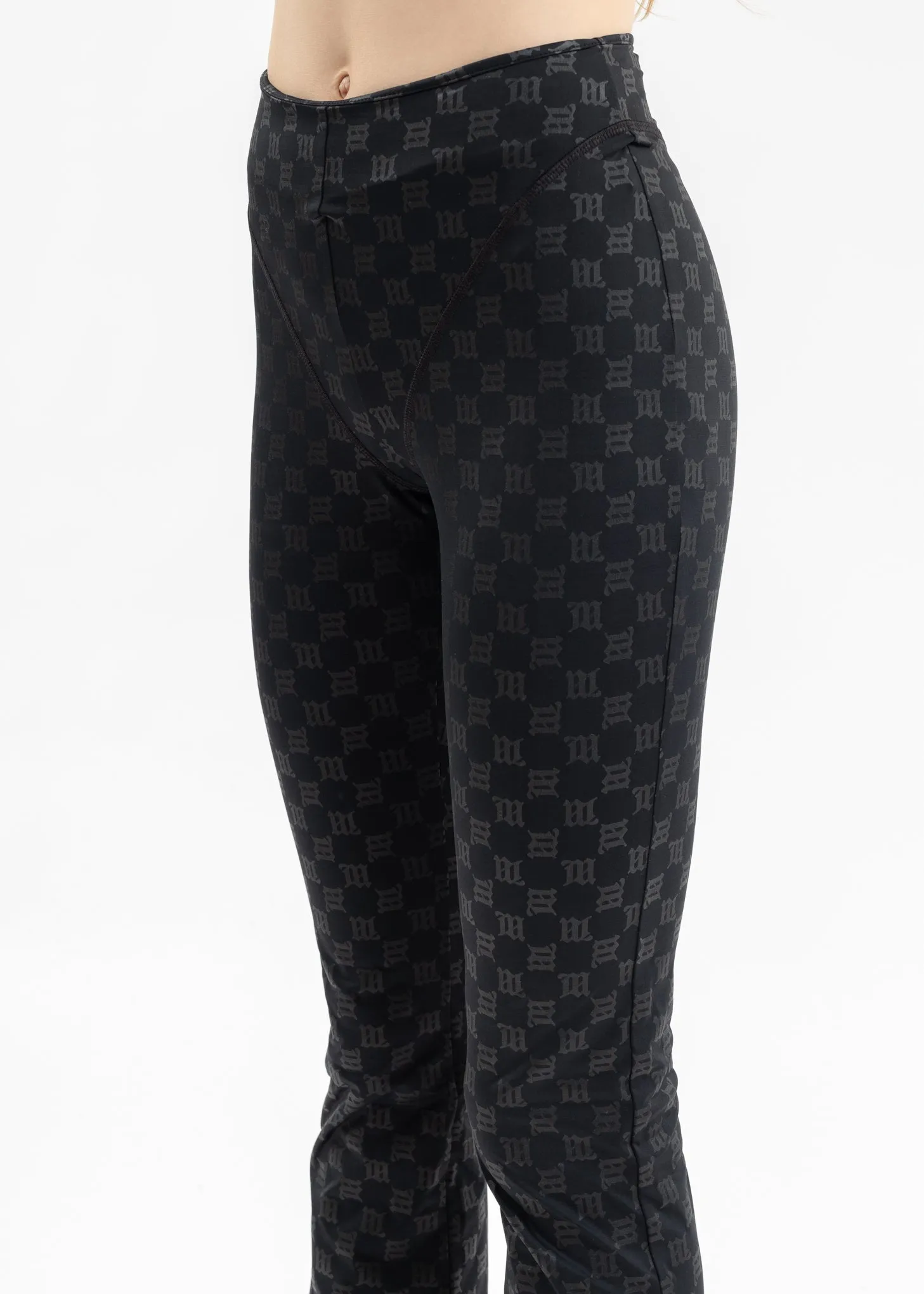BLACK MONOGRAM FLARED TROUSERS