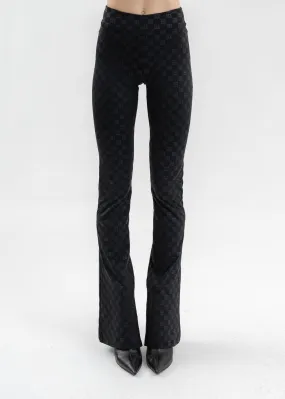 BLACK MONOGRAM FLARED TROUSERS