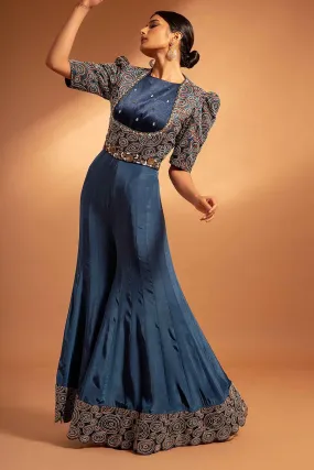 Blue Ajrakh Embroidered Anarkali
