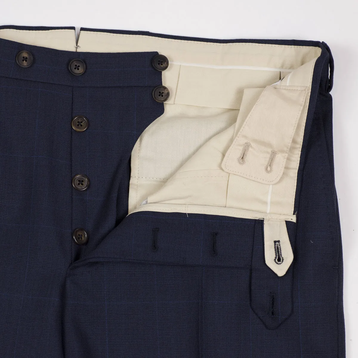 Blue plaid single breasted suit, 11oz H&S wool