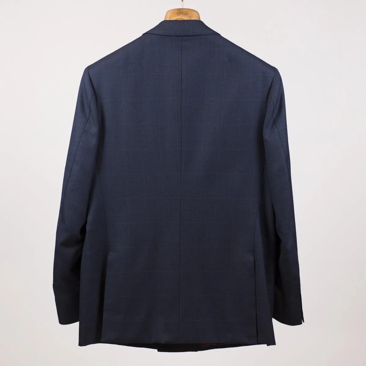 Blue plaid single breasted suit, 11oz H&S wool