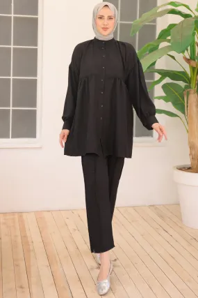 BNG Women Front Buttoned Two Piece Black Suit - Clermont