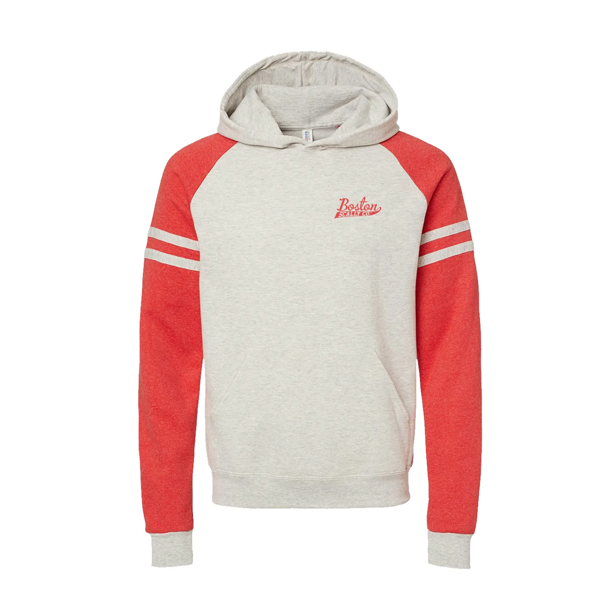 Boston Scally The Raglan Colorblock Hoodie - Oatmeal Red