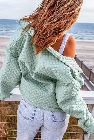 Breast Pockets Cropped Quilted Jacket