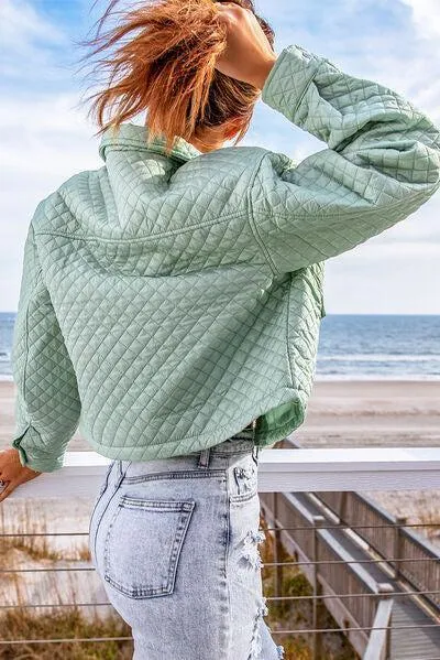 Breast Pockets Cropped Quilted Jacket