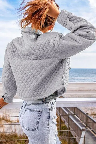 Breast Pockets Cropped Quilted Jacket