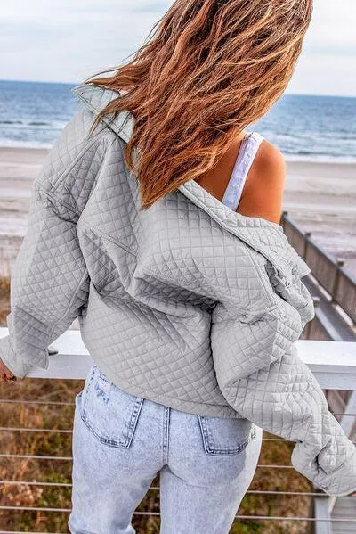 Breast Pockets Cropped Quilted Jacket