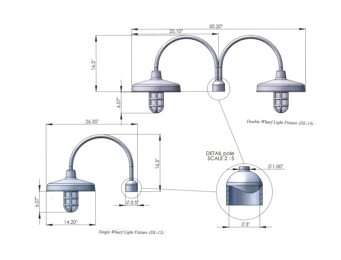 Broward Casting™ New England Single Wharf Light