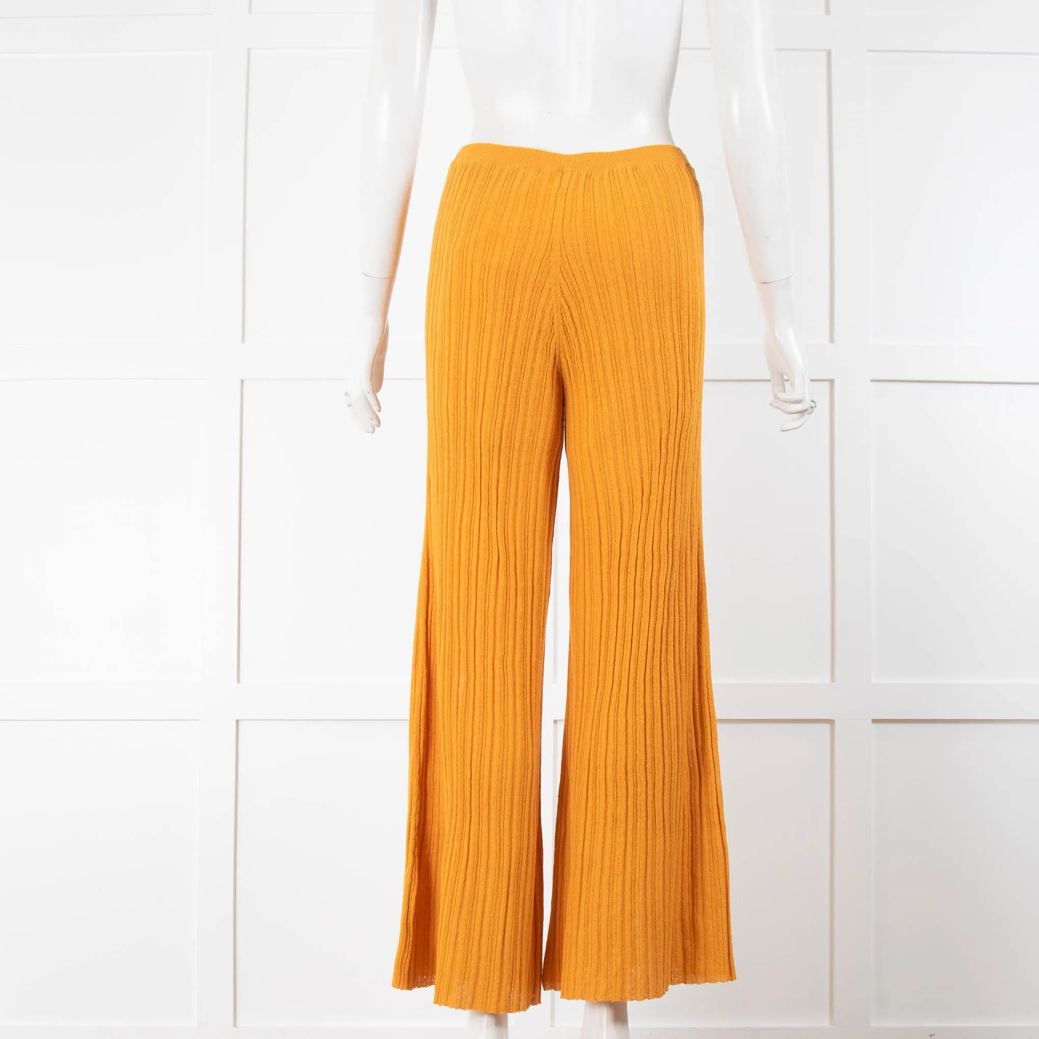 By Malene Birger Yellow Knit Flared Palazzo Pants