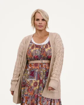 Cable Knit Open Front Side Pocket Cardigan