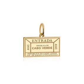 Cabo Verde Passport Stamp Charm Solid Gold