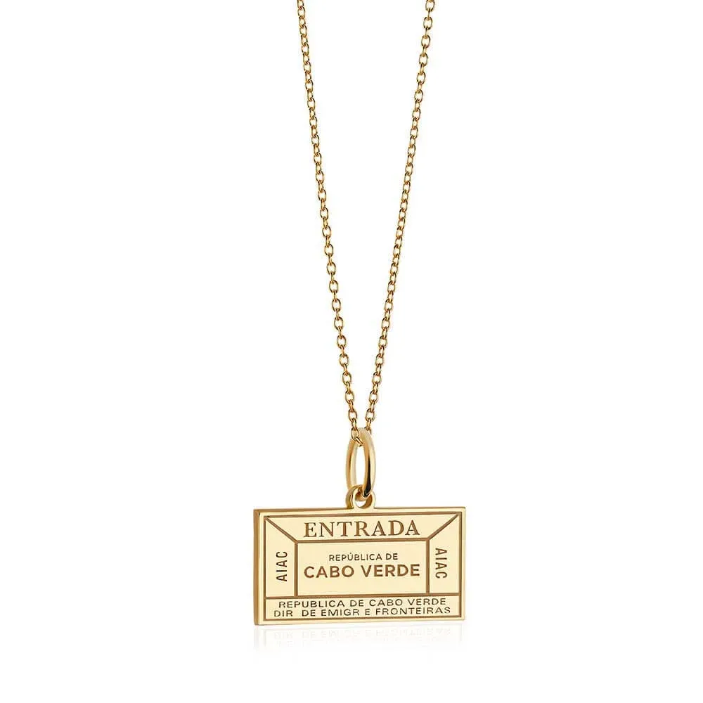 Cabo Verde Passport Stamp Charm Solid Gold