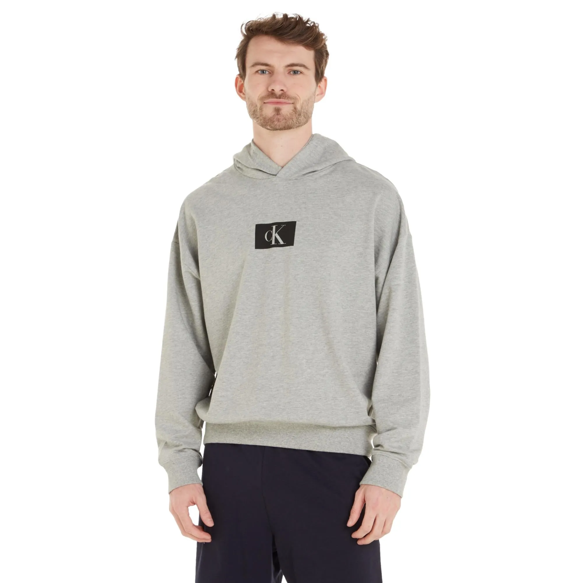 Calvin Klein CK 96 Terry Lounge Long Sleeve Hoodie - Grey Heather
