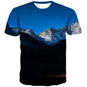 Camping T shirts Men Sunset T-shirts Graphic Forest Shirt Print Flame Tshirts Casual