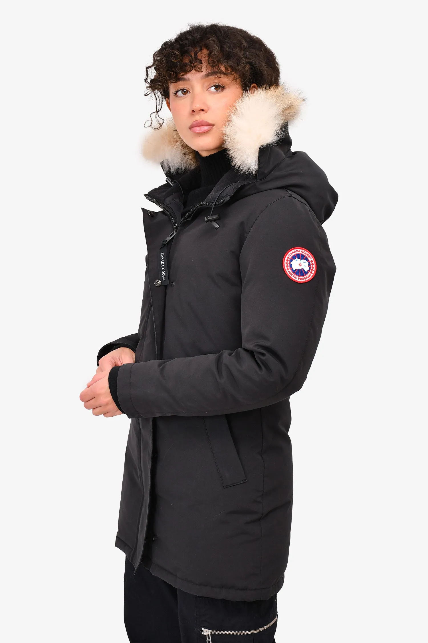 Canada Goose Black Down 'Victoria' Parka With Fur Trimmed Hood Size S