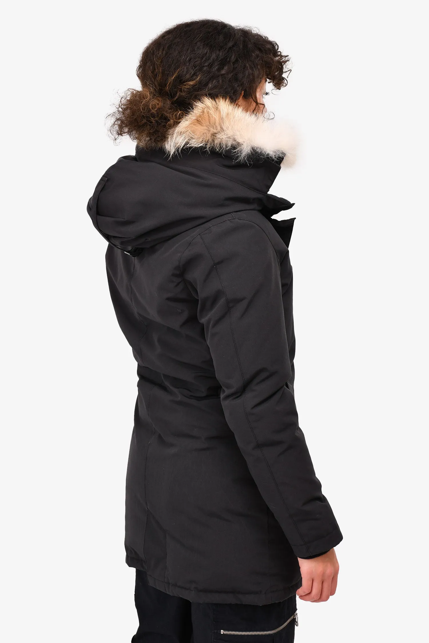 Canada Goose Black Down 'Victoria' Parka With Fur Trimmed Hood Size S