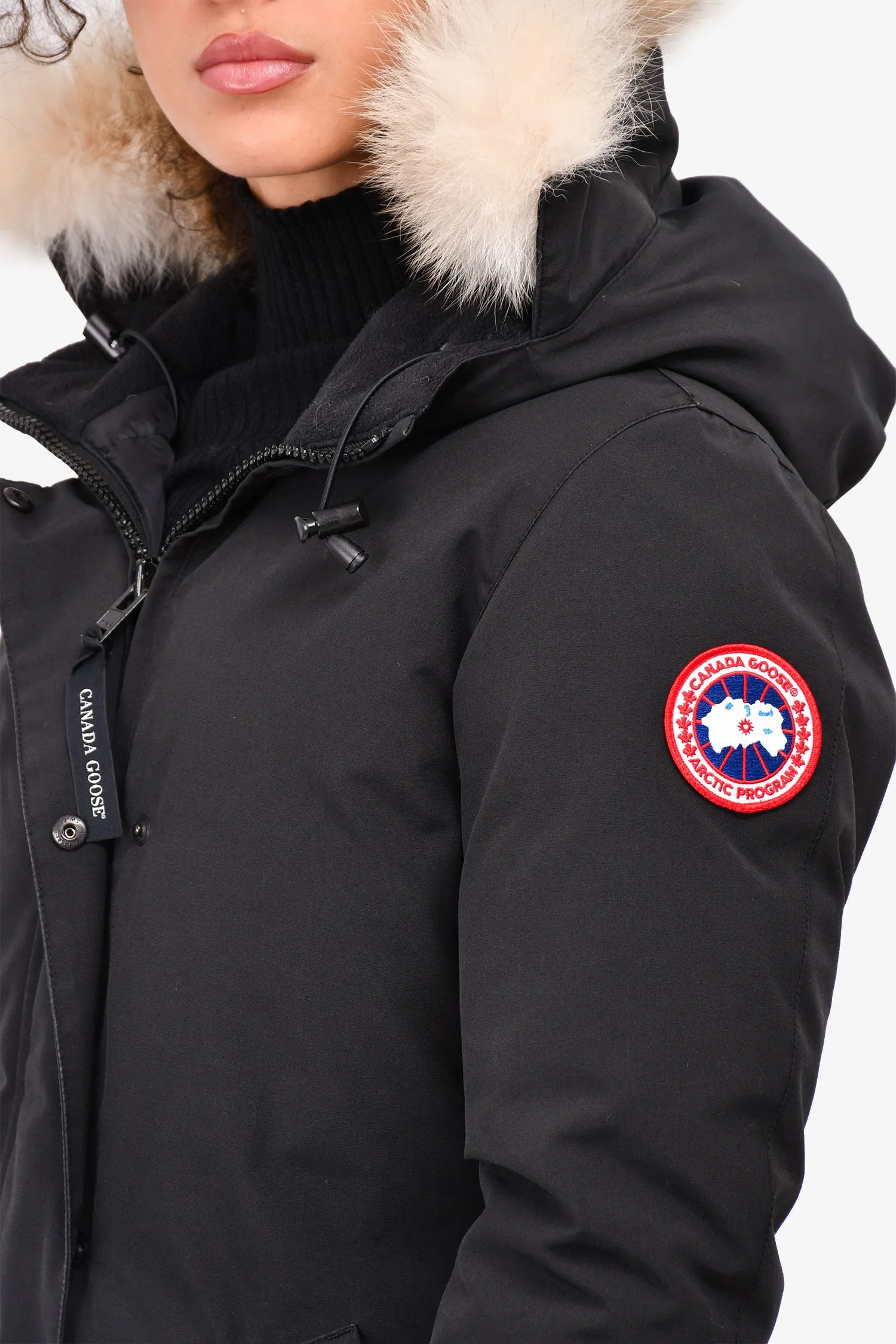 Canada Goose Black Down 'Victoria' Parka With Fur Trimmed Hood Size S