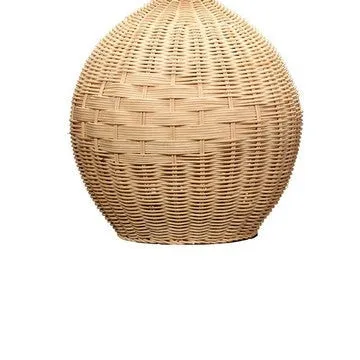 Cape 22 Inch Contemporary Rattan Table Lamp, Hand Woven, Linen Shade, Brown By Casagear Home