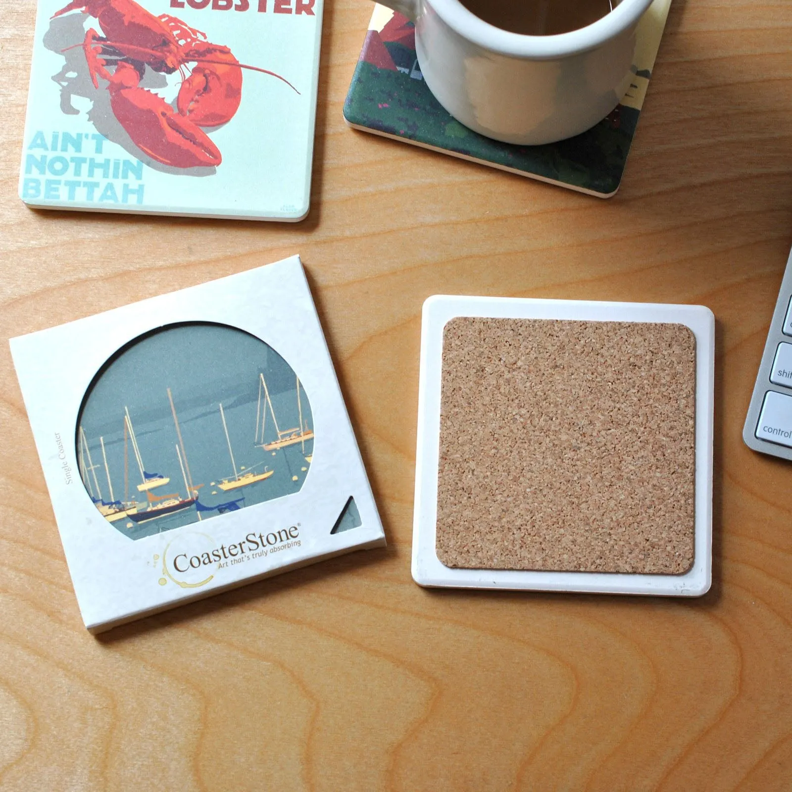 Cape Elizabeth Light Art Drink Coaster - Maine