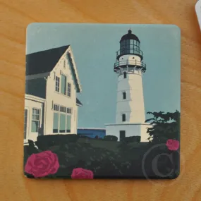 Cape Elizabeth Light Art Drink Coaster - Maine