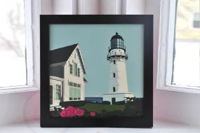 Cape Elizabeth Light Art Print 8" x 8" Framed Wall Poster By Alan Claude - Maine
