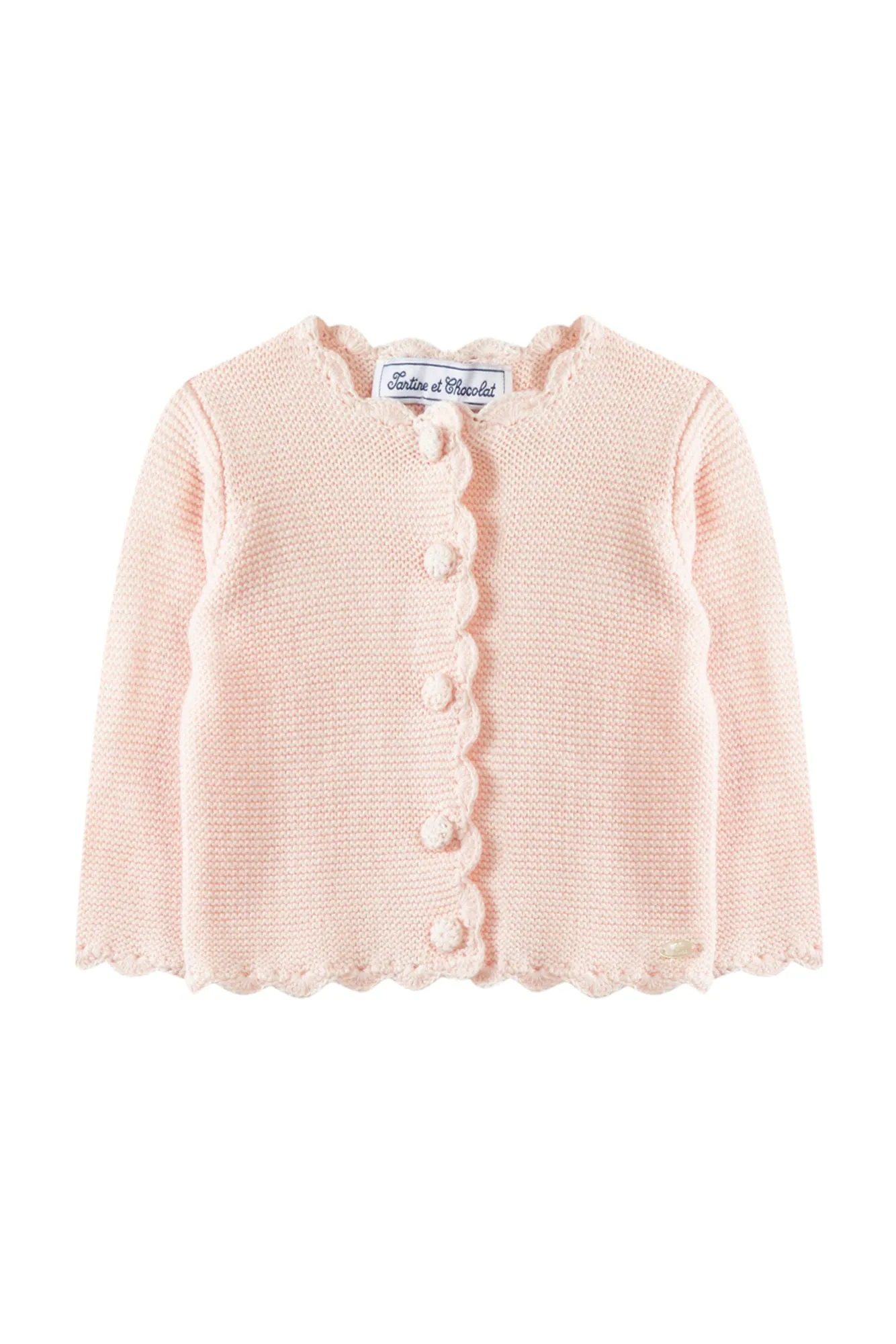 Cardigan - Pale pink cotton knit