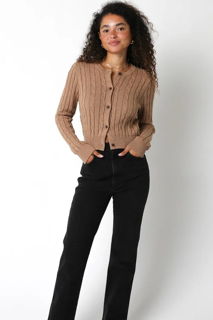 Cassidy Cableknit Sweater, Taupe